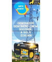 Generador Bencinero 2,8 KW...